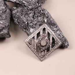 Antique vintage square cut pendant, Art Deco 1880s handmade jewelry, unique vintage style pendant gift for her