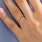 Minimalist 14K gold diamond sunburst signet ring elegant fine jewelry for women
