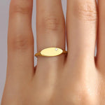 Tiny Oval Signet Ring 14K Gold, Minimal Stackable Ring, Elegant Everyday Jewelry Gift for Her
