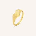 Vintage Style Signet Ring Solid Gold Minimalist Statement Ring for Women