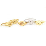 Dainty gold alphabet ring personalized initial signet jewelry for women stylish design