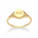 Dainty gold alphabet ring personalized initial signet jewelry for women stylish design