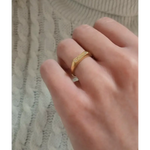 Modern gold initial ring for women with dainty personalized alphabet engraving signet design