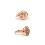 Minimalist gold initial signet ring for women with personalized alphabet detail and dainty finish