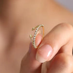 Sideways arrow lab grown diamond ring in gold minimalist directional design