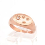 Minimal gold alphabet ring personalized signet style jewelry for women modern look
