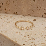 14K gold bezel lab grown diamond ring open band minimalist stackable ring for women