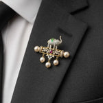 3.50 Ct Round Pear Cut Diamond Lab Grown Diamond Elephat Cut Diamond Design Brooch Engagement Brooch Use for Men