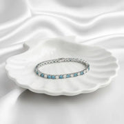 Blue and White Lab Grown Diamond Tennis Bracelet in 14K White Gold, Elegant Anniversary Gift for Her