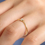 Delicate 14K gold diamond sunburst signet ring minimal feminine jewelry for her