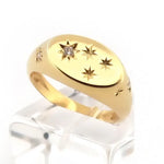 Minimal gold alphabet ring personalized signet style jewelry for women modern look