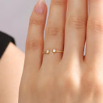 14K gold bezel lab grown diamond ring open band minimalist stackable ring for women