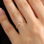 14K gold bezel lab grown diamond ring open band minimalist stackable ring for women