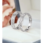 Personalized name engraved couple rings, perfect gift for romantic partners.