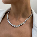 33.13 Ct moissanite pear and marquise cut white tennis necklace luxury sparkling jewelry for women