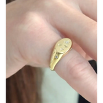 Minimal gold alphabet ring personalized signet style jewelry for women modern look