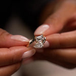 2.10 Ct TOI lab grown oval diamond ring in gold, high brilliance, perfect engagement jewelry.