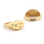 Minimal gold alphabet ring personalized signet style jewelry for women modern look
