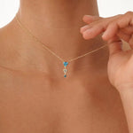 0.91 Ct Genuine Blue and White Diamond Necklace Modern Minimalist Luxury Pendant Fine Jewelry
