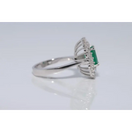 Elegant lab created gemstone ring with blue sapphire center and sparkling white diamonds