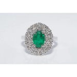 Elegant lab created gemstone ring with blue sapphire center and sparkling white diamonds