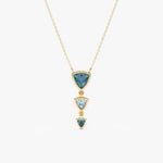 0.91 Ct Genuine Blue and White Diamond Necklace Modern Minimalist Luxury Pendant Fine Jewelry