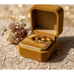 Matching diamond-studded couple rings for a luxurious and romantic bond.