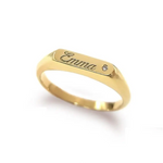 Dainty personalized gold ring with alphabet initial in classic signet style for modern women