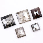 Princess Cut Salt and Pepper Lab Grown Diamonds, Mixed Gray & Brown CVD Square Fancy Stones, Rustic Loose Diamonds for Custom Jewelry