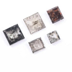 Princess Cut Salt and Pepper Lab Grown Diamonds, Mixed Gray & Brown CVD Square Fancy Stones, Rustic Loose Diamonds for Custom Jewelry