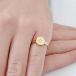 Elegant custom gold alphabet ring dainty signet style jewelry for women everyday