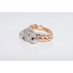 Unique lab created gemstone ring with topaz center stone and white diamond details