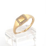 Elegant custom initial gold ring for women dainty signet alphabet jewelry everyday wear