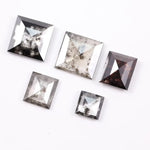 Princess Cut Salt and Pepper Lab Grown Diamonds, Mixed Gray & Brown CVD Square Fancy Stones, Rustic Loose Diamonds for Custom Jewelry