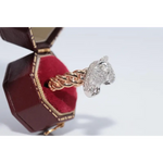 Unique lab created gemstone ring with topaz center stone and white diamond details