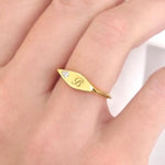 Personalized gold letter ring minimal signet design dainty jewelry for women fashion