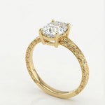 rose gold engagement ring, 3 stone engagement ring, art deco engagement ring