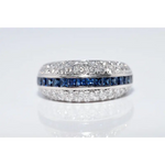 Premium lab created gemstone ring with opal center and radiant white diamond accents