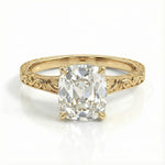 rose gold engagement ring, 3 stone engagement ring, art deco engagement ring