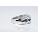 Premium lab created gemstone ring with opal center and radiant white diamond accents