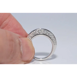 Premium lab created gemstone ring with opal center and radiant white diamond accents