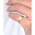 Dainty gold initial ring personalized alphabet jewelry with stylish and elegant signet design