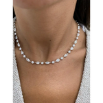 9.08 Ct white moissanite mix cut tennis necklace with brilliant diamond-like sparkle luxury statement jewelry for women