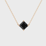 2.00 Ct princess cut black diamond necklace with luxury fine jewelry design