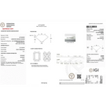 Lab grown diamond certification report showing color chart and diamond grading details, radiant cut lab grown diamond, blue cvd diamond