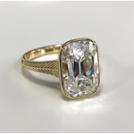 old mine cut diamond ring, vintage gold jewelry, 14k gold engagement ring, lab grown diamond ring