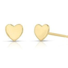 Tiny Heart Stud Earrings, Yellow Gold Studs, 14k Yellow Gold Plated Heart Earrings, Dainty Gold Earrings, Gift - Jay Amar Gems