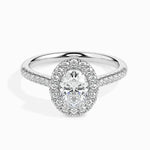 Unique Oval shaped engagement ring in white gold setting - Women Special Diamond Ring