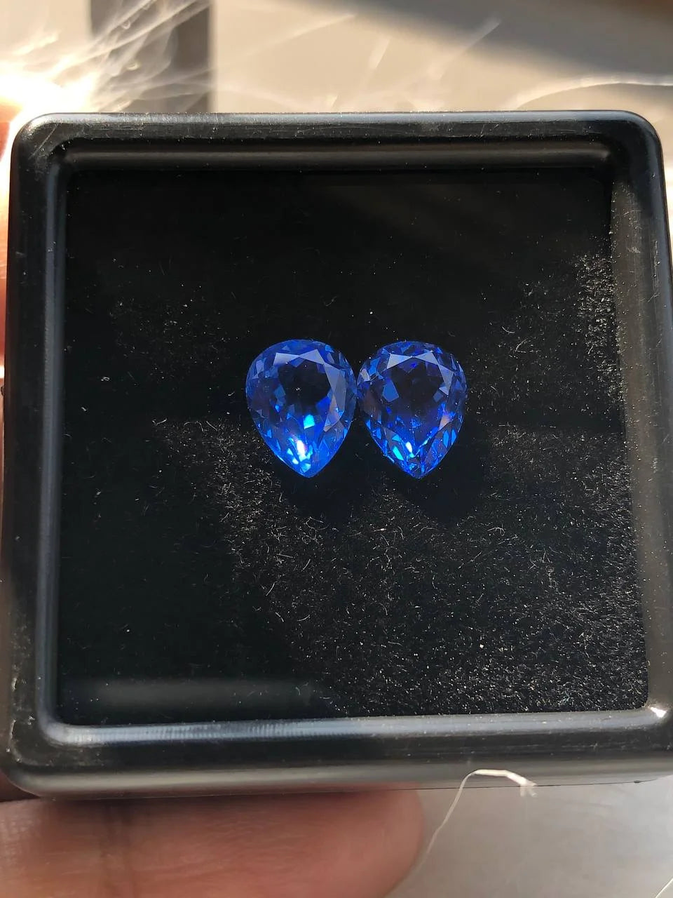 Blue Sapphire Pear Cut Gemstone Pair