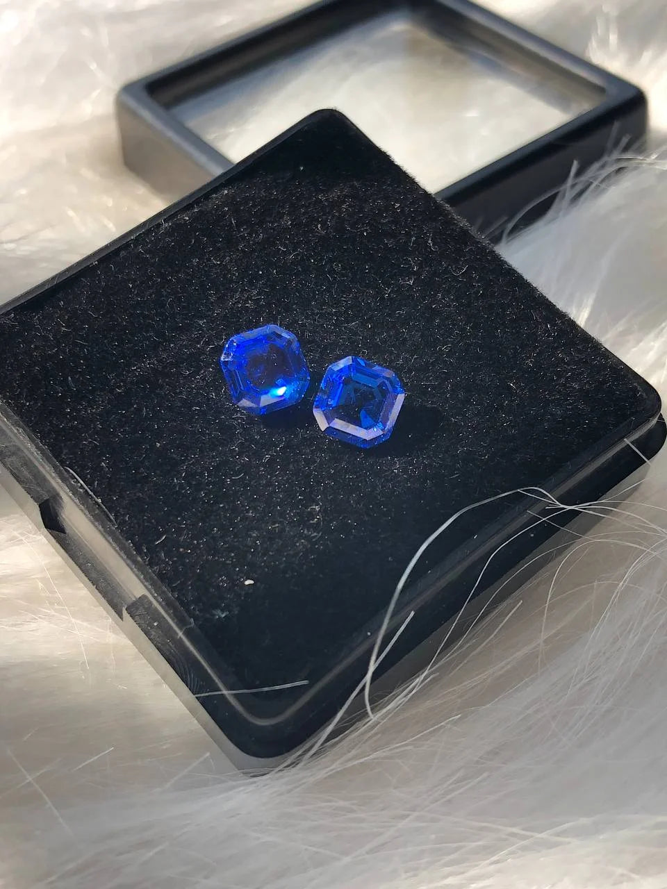 2.72 CT Blue Color Cobalt Sapphire Lab Created Gemstone Faceted Gemstone For Stunning Earring